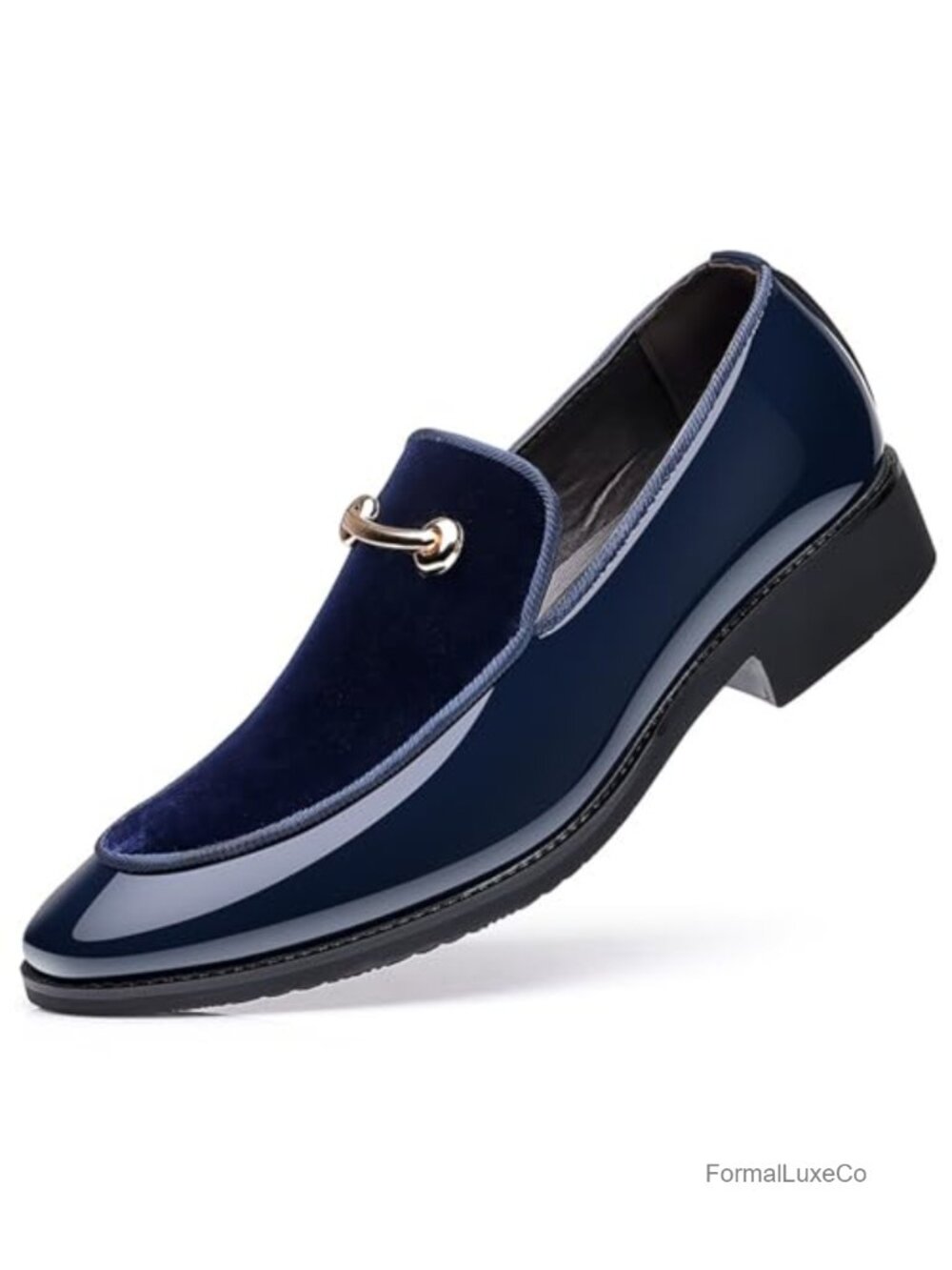 Patent Leather Velvet Slip On Loafers Business Formal Dress Shoes